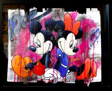 Painting titled "Street Love" by Pegaz, Original Artwork, Acrylic Mounted on Wood Stretcher frame