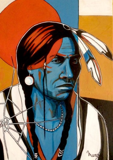 Peinture intitulée "Native american 3" par Margo, Œuvre d'art originale, Acrylique