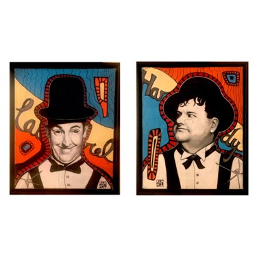 Peinture intitulée "Laurel et Hardy" par Margo, Œuvre d'art originale, Acrylique