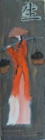 Peinture intitulée "Chinoise portant du…" par Sabine Vuk, Œuvre d'art originale, Huile