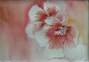 Peinture intitulée "Hibiscus" par Sabine Vuk, Œuvre d'art originale, Huile