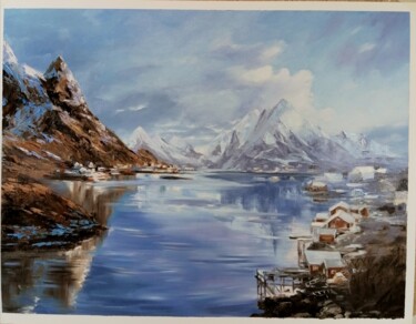 Pintura intitulada "Norwegian landscape" por Pelagiya, Obras de arte originais, Óleo