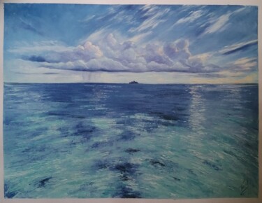 Painting titled "Ocean" by Pelagiya, Original Artwork, Oil