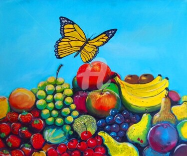 Painting titled "fruits-and-butterfl…" by Predrag Gardasevic, Original Artwork