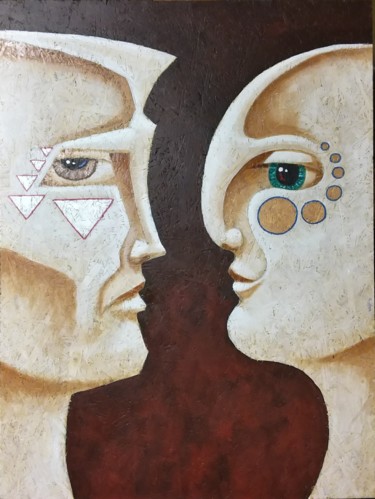 Peinture intitulée "Adam & Eve" par Pele Madsen, Œuvre d'art originale