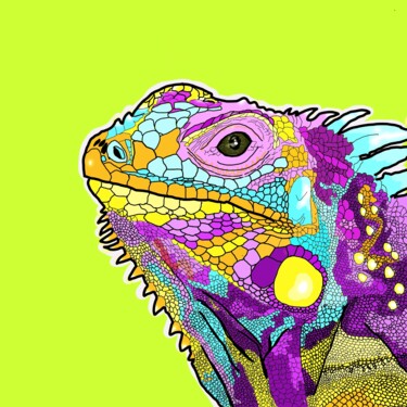 Arte digital titulada "Iguana" por Pelin Gürses, Obra de arte original, Trabajo Digital 2D