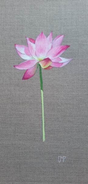 Peinture intitulée "fleur de lotus" par Pen, Œuvre d'art originale, Huile Monté sur Châssis en bois