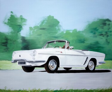 Painting titled "Renault Floride 1962" by Pen, Original Artwork, Oil Mounted on Wood Stretcher frame