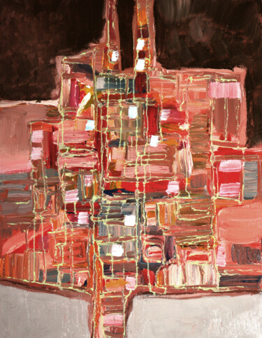 Painting titled "NEW CITY" by Peppeluciani, Original Artwork, Oil