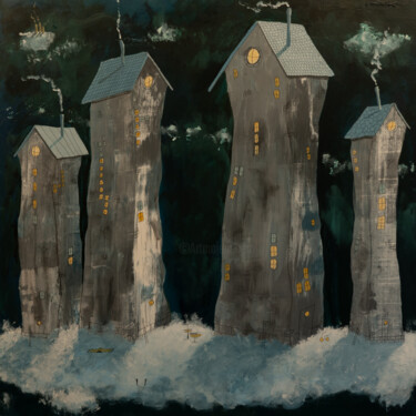 Pintura intitulada "Olles house up to t…" por Per Nylén, Obras de arte originais, Acrílico