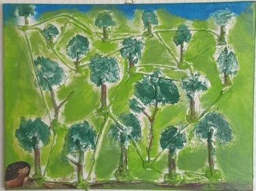 Collagen mit dem Titel "" Waldweg Adern"" von Per Tor Heften Bis 1.8.24 In Thailand, Original-Kunstwerk, Acryl