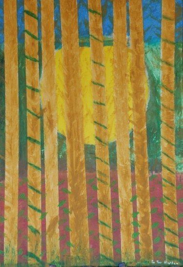 Pintura titulada ""Bambus in der Sonn…" por Per Tor Heften Bis 1.8.24 In Thailand, Obra de arte original, Acrílico Montado e…