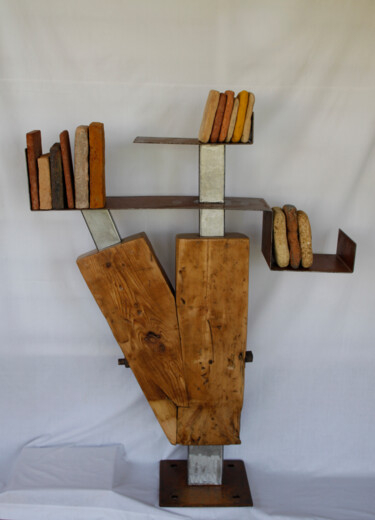 Sculpture titled "librairie, estanter…" by Pere Marti, Original Artwork, Wood