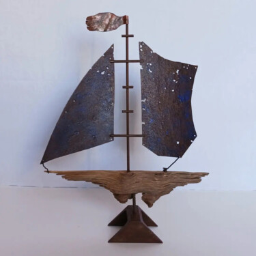 Sculpture titled "Bateau double" by Pere Marti, Original Artwork, Metals