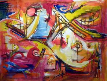 Peinture intitulée "En roue libre 15" par Christian Battini, Œuvre d'art originale, Acrylique