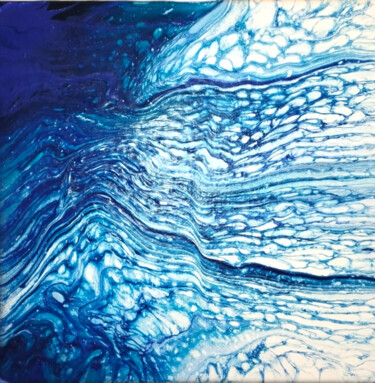 Painting titled "Cascade" by Perrine Libois, Original Artwork, Acrylic Mounted on Wood Stretcher frame
