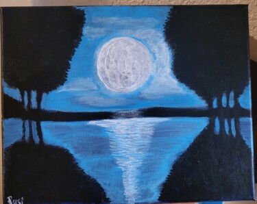 Картина под названием "Luna de noche azul" - Pérsida Saavedra Gómez, Подлинное произведение искусства, Акрил