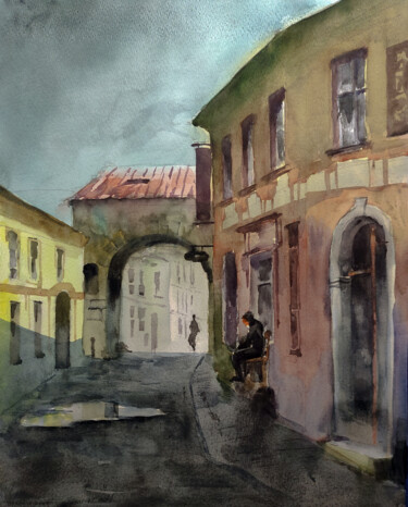 Malerei mit dem Titel "After the rain" von Peter Bespalenok, Original-Kunstwerk, Aquarell