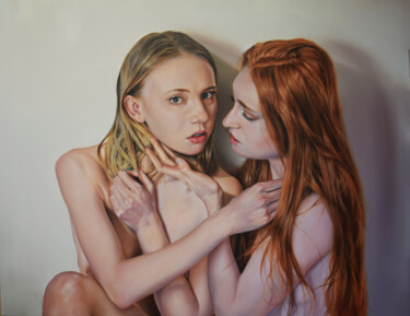 Pintura titulada "Young lovers" por Peter Duhaj, Obra de arte original, Oleo