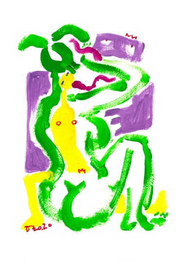 Ζωγραφική με τίτλο "Call me Green Bunny…" από Peter Dzogaba, Αυθεντικά έργα τέχνης, Ακρυλικό