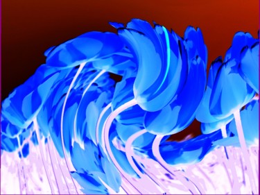 Digital Arts titled "Blue Tulips" by Peter Jalesh, Original Artwork, Digital Painting
