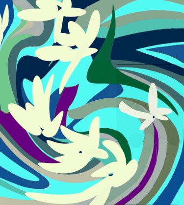 Arte digital titulada "Water Lilies" por Peter Jalesh, Obra de arte original, Pintura Digital