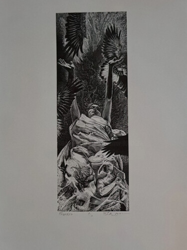 Gravures & estampes intitulée "Phaedra Original Li…" par Peter Lazarov, Œuvre d'art originale, Encre