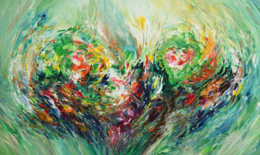 Картина под названием "Abstraction Green M2" - Peter Nottrott, Подлинное произведение искусства, Акрил