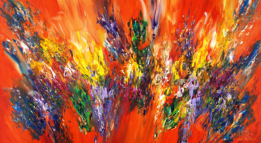 Картина под названием "Orange Red Energy L…" - Peter Nottrott, Подлинное произведение искусства, Акрил