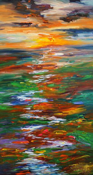 Картина под названием "Landscape: Late Eve…" - Peter Nottrott, Подлинное произведение искусства, Акрил
