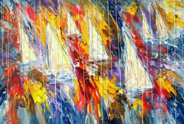 Painting titled "Stormy Sailing Rega…" by Peter Nottrott, Original Artwork, Acrylic