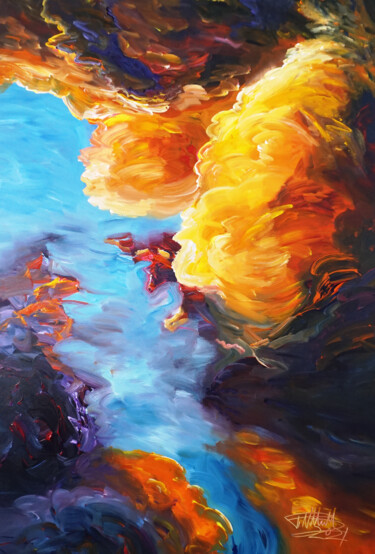 Pittura intitolato "Evening Cloudscape…" da Peter Nottrott, Opera d'arte originale, Acrilico
