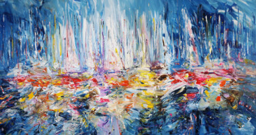 Картина под названием "Sail Boat Marina XX…" - Peter Nottrott, Подлинное произведение искусства, Акрил