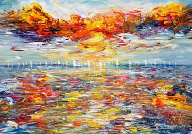 Pittura intitolato "Seascape Sailing Im…" da Peter Nottrott, Opera d'arte originale, Acrilico