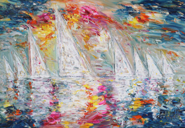 绘画 标题为“Summer Sailing Rega…” 由Peter Nottrott, 原创艺术品, 丙烯