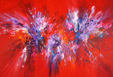Malerei mit dem Titel "Lavender Red XL 2" von Peter Nottrott, Original-Kunstwerk, Acryl