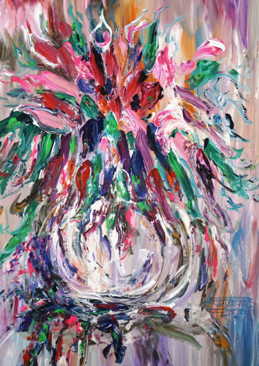 Pintura intitulada "Say It with Flowers…" por Peter Nottrott, Obras de arte originais, Acrílico