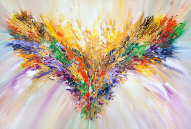 Schilderij getiteld "Golden Wings XL 7" door Peter Nottrott, Origineel Kunstwerk, Acryl