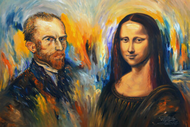 Schilderij getiteld "Vincent Meets Mona…" door Peter Nottrott, Origineel Kunstwerk, Acryl