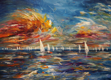 Peinture intitulée "Seascape Sailng Imp…" par Peter Nottrott, Œuvre d'art originale, Acrylique