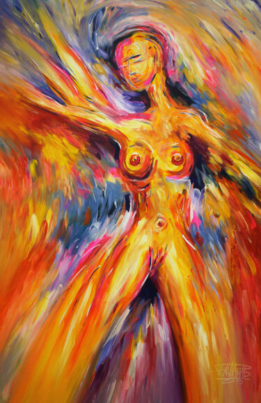 Painting titled "Erotic Nude: Moving…" by Peter Nottrott, Original Artwork, Acrylic