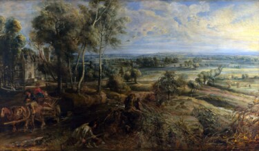 Malerei mit dem Titel "Vue de Het Steen au…" von Peter Paul Rubens, Original-Kunstwerk, Öl