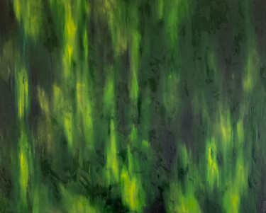 Painting titled "Forêt de la Nuit" by Peter Pitout, Original Artwork, Oil Mounted on Wood Stretcher frame