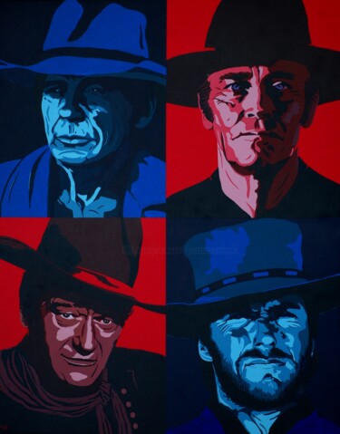 Malerei mit dem Titel "Western Guys" von Peter Seminck, Original-Kunstwerk, Acryl