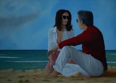 Malerei mit dem Titel "Beach talk" von Peter Seminck, Original-Kunstwerk, Öl