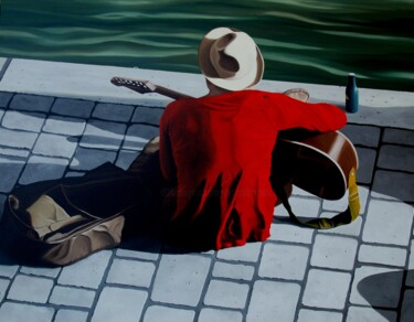 Schilderij getiteld "River Blues" door Peter Seminck, Origineel Kunstwerk, Olie
