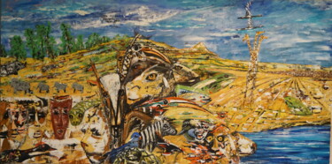 Pittura intitolato "Wild Life Africa" da Peter Stutz, Opera d'arte originale, Olio Montato su Telaio per barella in legno