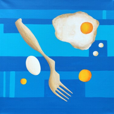 Malarstwo zatytułowany „Still life with bak…” autorstwa Peter Vamosi, Oryginalna praca, Akryl Zamontowany na Drewniana rama…