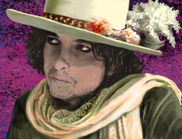 Arte digital titulada "Bob Dylan" por Peter Wingham, Obra de arte original, Pintura Digital