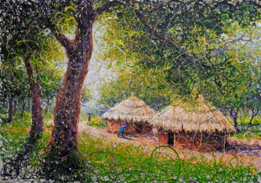 Картина под названием "Clay house" - Peter Agbadu, Подлинное произведение искусства, Акрил